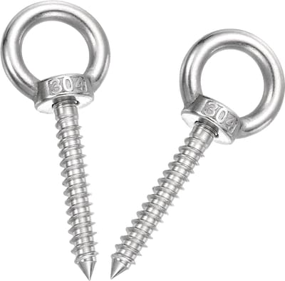 2 stuks oogbout M8x50mm, 33,7 mm lang ooghaken, ringschroef schroefhaken oogbouten, 304 roestvrij staal ophanghaken schroefogen voor tuin, hangend schommel, touw ophangen