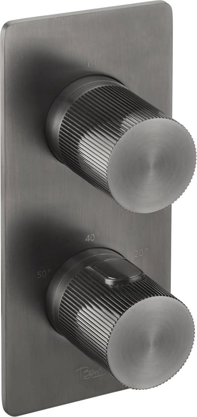 Ben Engraved Line douchethermostaat afbouwdeel met omstelrichting gunmetal