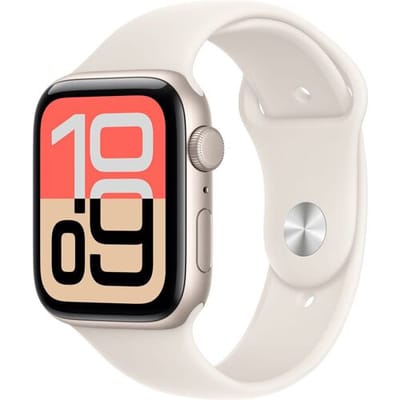 Apple Watch SE 3 GPS 44 mm Starlight aluminium kast met Starlight sportband - S/M