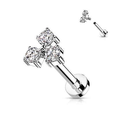 Cluster CZ Triangle 1.2X6 - zilver - LMPiercings