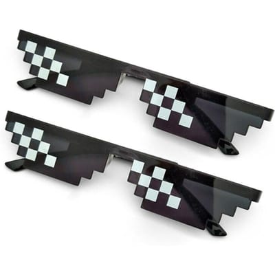 2 Pièces Lunettes de Soleil Mosaïque Cool Fête Vintage Lunettes Pour Hommes Lunettes Pixelisées Drôles Femmes 2PCS noir