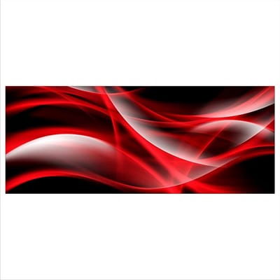 Abstract Rood Wereldkaart Glasfoto Panorama 125x50 cm - Moderne Wanddecoratie