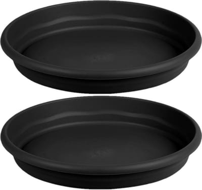 Hega Hogar Opvangbord - 2x - zwart - kunststof - D16 cm - onderschaal/opvangbord