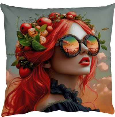 Sierkussens - Kussentjes Woonkamer - 50x50 cm - Vrouw - Kroon - Tomaat - Bascilicum - Zonnebril