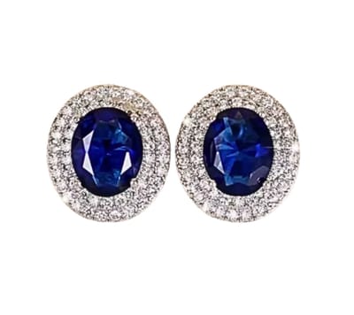 Clip oorbellen -luxe- blauw- zirkonia -ovaal- zilverkleur- geen gaatje- Charme Bijoux