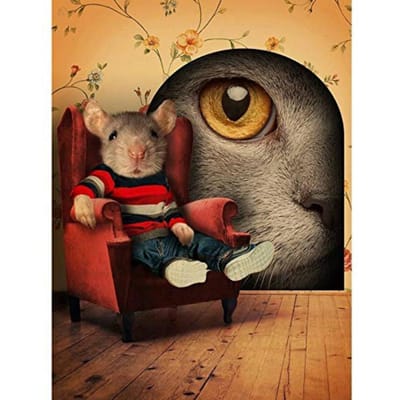 5D DIY Diamond Painting  Muis Kat  3D Strass Borduren Kruissteek 5D Home Decor Cadeau 20X30CM brown