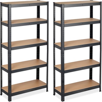2x stellingkast metaal - tot 875 kg - 5 etages - legbordstelling - opbergrek