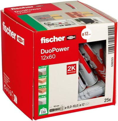 Universele Kunststof Pluggen - Bevestigingspluggen - Allround Bevestigen - Zelfaanpassende 2-Componenten Technologie - 12 x 60 mm - Meerkleurig