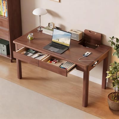 Massief Houten Boerderij Bureau met - 120x58x74 cm - Novihome