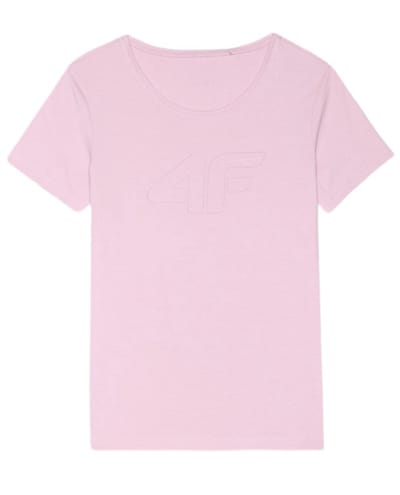 4F Dames T-shirt F1846, Slim Fit, Roze, 100% Katoen, XS, Elegant Logo