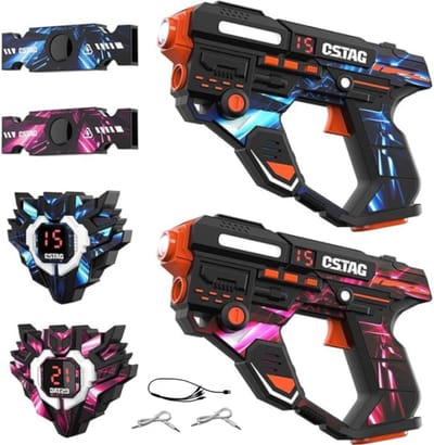 Luumuu® Lasergame Set voor Kinderen Oplaadbaar - Lasershoot Speelgoed Geweer - Laserguns - Lazer Blaster Kids - Laser Game Shoot - Lasergun Pistool - Light Battle Spel - Volwassenen - 2 Persoons Tag met Blasters en Vesten - 360° Sensoren