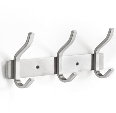 Dailygoods- Kledinghaken 6 haakposities - Wandhaken - Garderobehaken - Roestvrij Staal - Unieke Vorm - Geschikt voor badkamer/slaapkamer - Kapstok