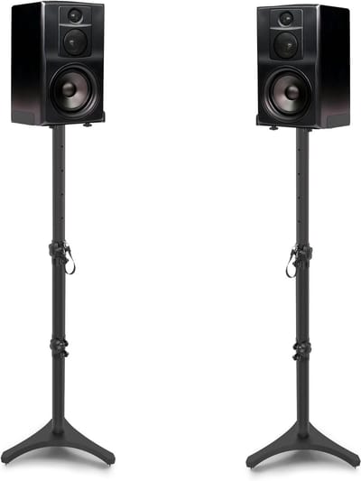 Verstelbare Vloerluidsprekerstands van 780 tot 1040 mm, Metalen Driehoekige Steunen voor Studio Monitoren, Capaciteit tot 5 kg, Ideaal voor Satellietluidsprekers en Audio-installaties