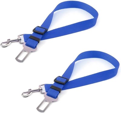 SnelShoppen - Verstelbare Honden Autogordel - Dieren Veiligheidsgordel voor Honden en Katten - 2 Pack - Blauw - Duurzaam Nylon - Geschikt voor Alle Ho