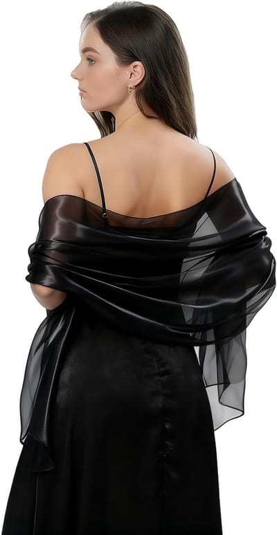 Elegante Sjaal voor Bruiloft en Feestjes - Stijlvolle Stola voor Avondkleding en Bruidsmeisjes in Zwart
