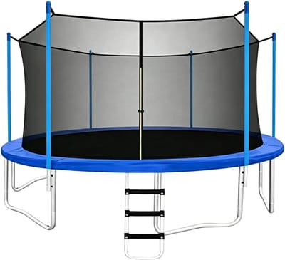 Trampolinenet Vervanging - Beschermingsnet Rond - Veilig Spelen Buiten - Verstelbare Banden Systeem - 12 Voet - Zwart