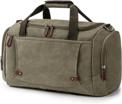 Weekendtas, Uniseks canvas reistas, Sporttas, Grote reistas in retro, 40L grote capaciteit, meerdere zakken, voor mannen en vrouwen, canvas (Groen)