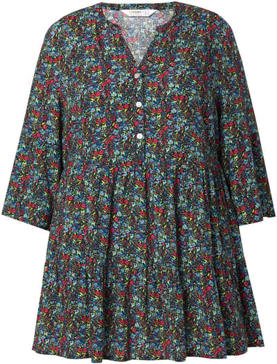 Angel of Style - Dames - blouse minimalistisch bloemenmotief - Zwart - Maat 44