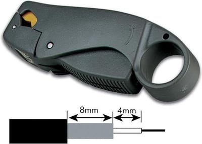 Toolland Coax kabelstripper met 3 messen, RG58/59/62, voor efficiënt en nauwkeurig stripwerk