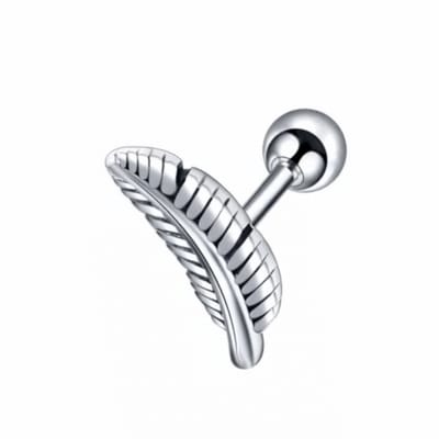 Helix-Zilverkleurig -veertje- oorbel - Charme Bijoux