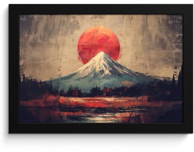 Poster in lijst - Fotolijst 30x20 cm - Posters - Bergtop - Sneeuw - Zon - Posterlijst zwart - Decoratie - Wanddecoratie woonkamer - Muurdecoratie slaapkamer