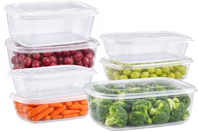 Plasticforte Vershoudbakjes set Classic - 7x stuks - vriezer en magnetron - kunststof - diverse maten - 500-800-1200-2500 ml - nestbaar