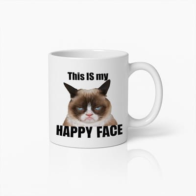 Grappige Chagrijnige Kat "Dit is Mijn Blije Gezicht" Koffiemok – Humoristisch Cadeau voor Kattenliefhebbers