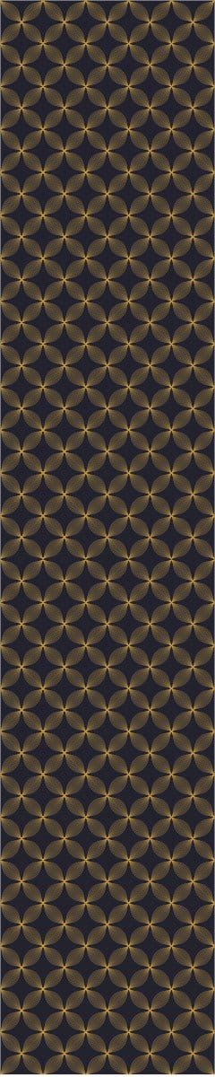 Voorgelijmd vliesbehang - RETRO DONKERBLAUW EN GEEL ORNEYS - 1 rol van 300x60cm