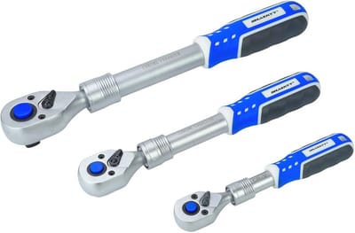 Telescopische ratchetsleutelset 1/2 inch + 3/8 inch + 1/4 inch met fijne tanden