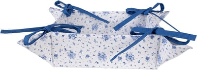 Clayre & Eef Broodmand 35x35x8 cm Wit Blauw Katoen Roosjes