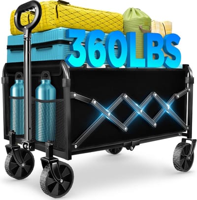 Grote Opvouwbare Kampeerwagen met All-Terrain Wielen - 159 kg Draagvermogen