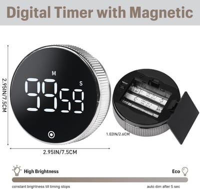 Digitale Keuken Timer met Magnetische Bevestiging, LED Scherm en Hardgeluid - Ideaal voor Koken, Eieren en Tijdwaarschuwing