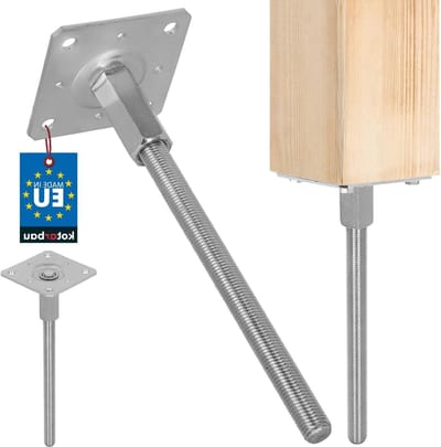 Paaldrager Verstelbaar - Grondanker Paalbasis - Houten Constructies Bouwen - Roestbestendig Verzinkt Staal - 80x330mm - Zilver