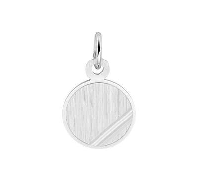 Zilver Gerhodineerde Graveerhanger rond gediamanteerd 1333353