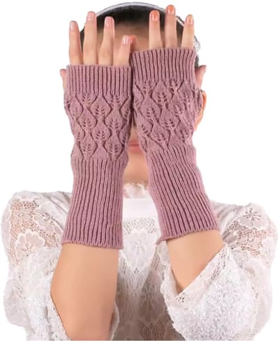 CHPN - Gebreide Polswarmers - Vingerloze handschoenen - Gebreide handschoenen - Bewerkte Handschoenen - Oudroze - Handwarmers - Unisex