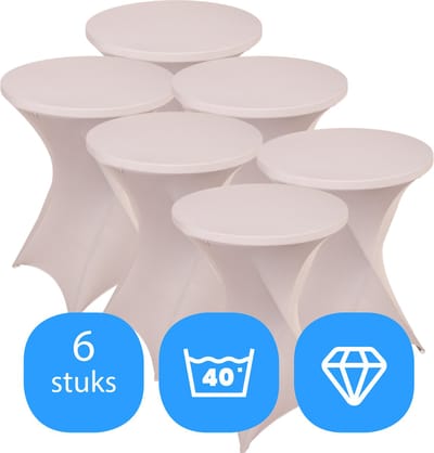 Statafelrok Licht Grijs x 6 – ∅80-85 x 110 cm – Stretch 6 stuks – Tafelrok voor Statafel – Geschikt voor Horeca Evenementen | Sta Tafel Hoes | Staantafelhoes | Cocktailparty | Trouwerij