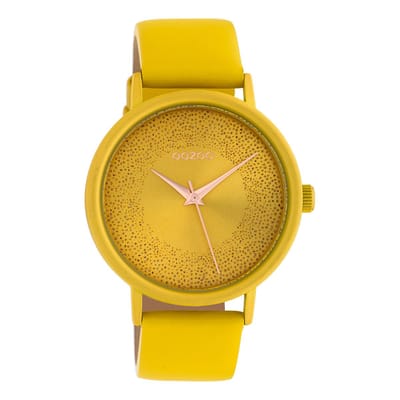OOZOO Timepieces - Mosterd gele horloge met mosterd gele leren band - C10577