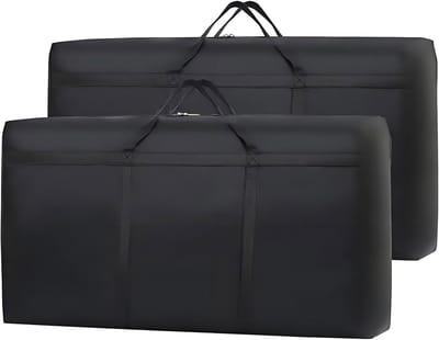 Opvouwbare opbergtassen set, zwart, kledingopbergzakken, handgreep, geschikt voor kleding, dekbedden en dekens, 80 x 45 x 25 cm.