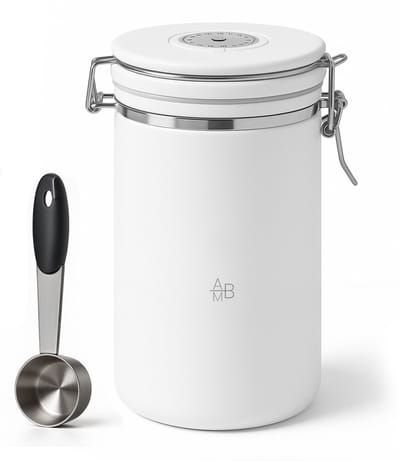 Adore Maison Barista Koffie Voorraadpot 1.8L – Luchtdichte Opslag voor Koffiebonen & Thee – Met Maatlepel – Wit
