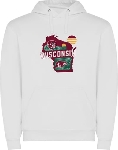 Witte Wanna have hoodie voor de echte Amerika / Verenigde Staten liefhebber de Amerikaanse staat Wisconsin Print Full Color Color merk Roly maat S