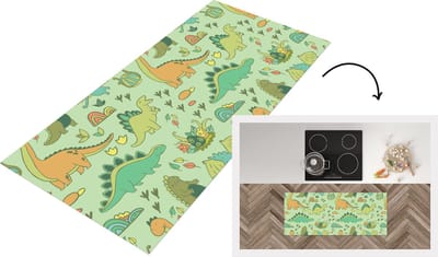 Keukenloper - Loper keuken - Patronen - Dino - Groen - 120x50 cm - Keukenloper vinyl