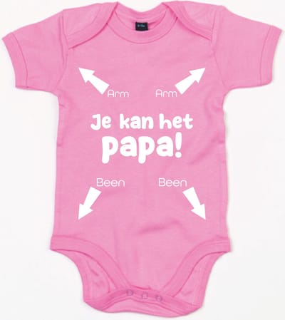 Rompertje Papa Je Kan Het-Bubble Gum Pink-0-3 Maanden