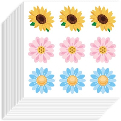Dailygoods- Bloemenstickers 180 stuks - Zelfklevend Papier - Waterdicht - Decoratieve Stickers - Plannerstickers - Bloemendesign - 90 x 90 mm - Decoratiestickers