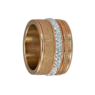 Quiges Dames Stapelring Set RVS Rosé Verguld - Maat 18.5 - Hoogte 10mm - SRS00518.5