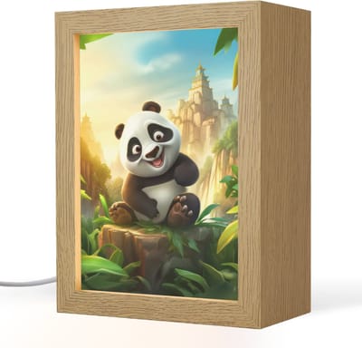 Nachtlampje 15x20 cm - Kinder lampje - Panda - Wilde dieren - Jungle - Jongens - Kinderen - Tafellamp kinderkamer - Slaapkamer lamp - Bedlamp kinderen - Kinderlampje stopcontact - Wandlamp babykamer - Nachtlampjes