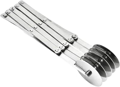 Gebak Snijder - Deeg Wiel - Uniform Snijden - 5 Verstelbare Wielen - 24.5x50 cm - Zilver