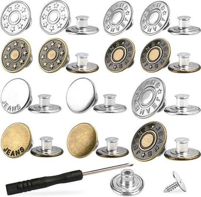 JeiibrZui 24-Piece Jeansknopen Set, 17mm Knoopspelden voor Losse Jeans, Vervangbare Knopen voor Dames en Heren