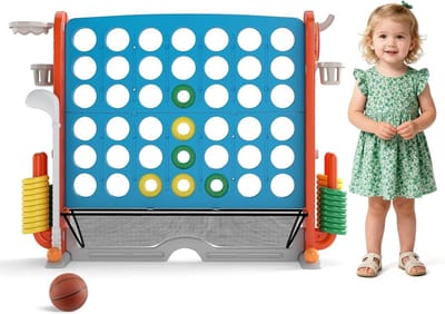 Reuzenspelset 4-in-1 - Buitenspel Combinatie - Familie Feestdagen - In Hoogte Verstelbaar - 1155 x 40 x 82 cm - Oranje