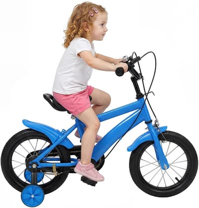 Kinderfiets - Jongensfiets Meisjesfiets - Leren Fietsen - Verstelbaar Zadel Stuur - 14 inch - Blauw