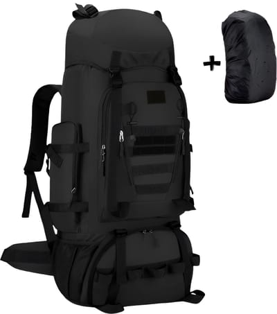 E-Shop4u® - 90L Trekking Rugzak - Wandelrugzak Hiking Backpack - met Waterdicht, Ergonomisch - voor Hiking, Trekking - Zwart